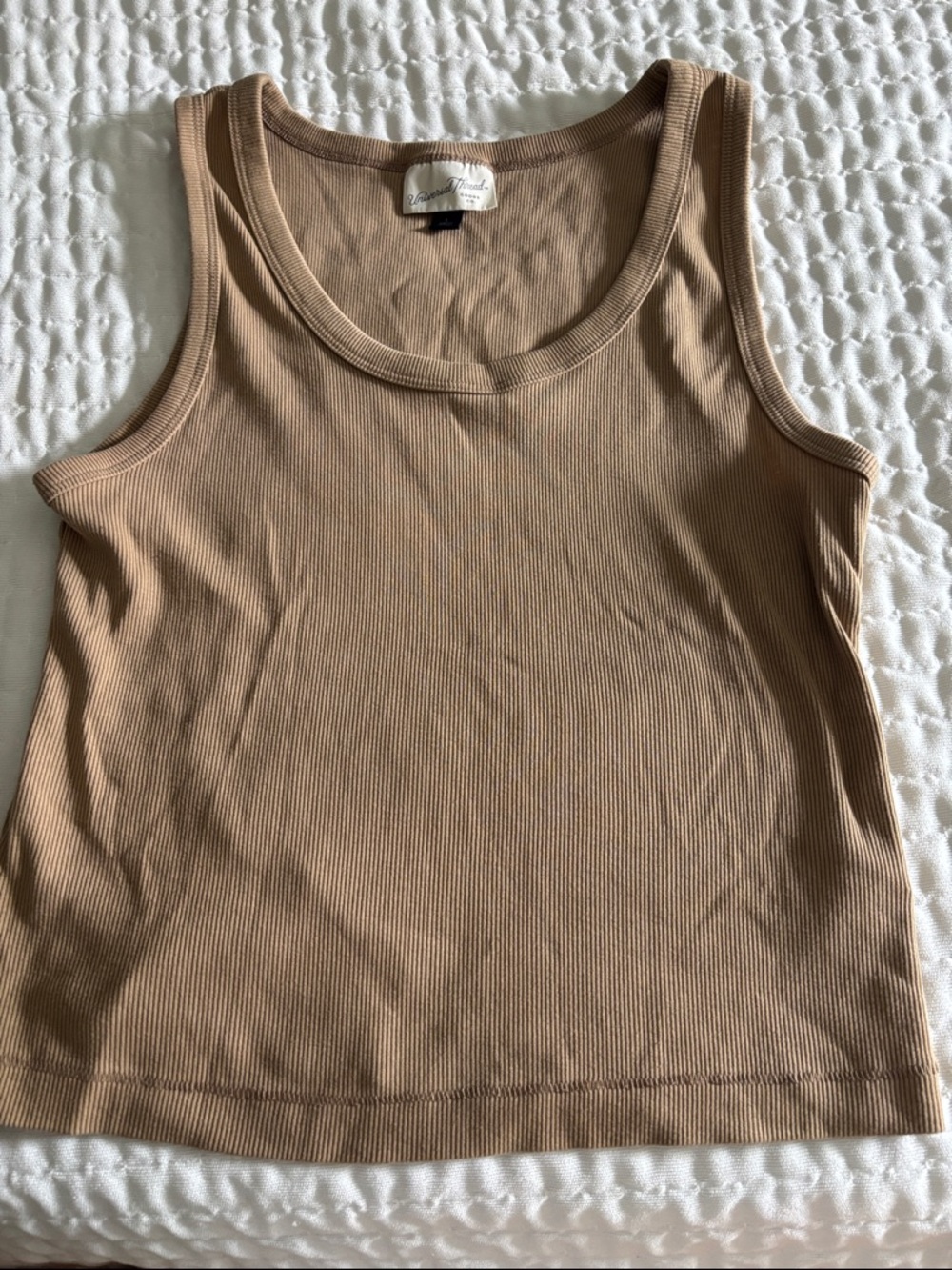 Universal Thread Ribbed Tank Top - Tan Cropped
